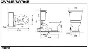 Bồn cầu ToTo CW794B - 2 khối