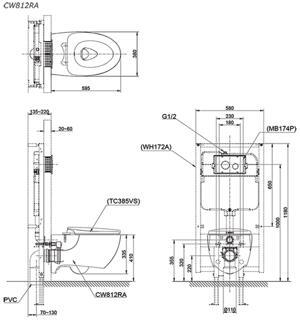 Bàn cầu treo tường Toto CW812RA/TC811SJ