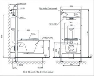 Bồn cầu treo tường Toto CW822NJWS