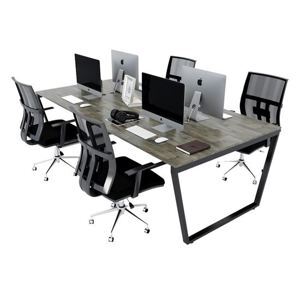 Bàn cụm 4 240x120cm gỗ cao su hệ Trapeze Concept lắp ráp HBTC014