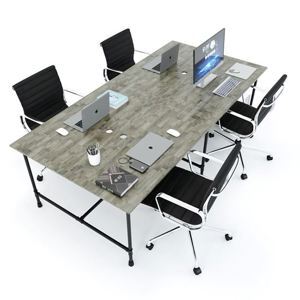 Bàn cụm 4 240x120cm gỗ cao su hệ Pipe Concept HBON007