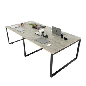 Bàn cụm 4 người gỗ Plywood màu bê tông hệ RECTANG HBRT055 - 120x240cm
