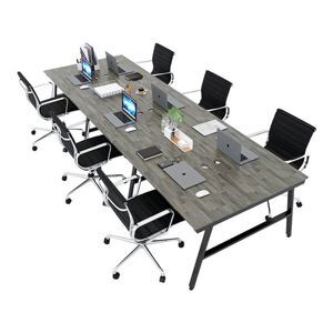 Bàn cụm 6 360x120cm gỗ cao su hệ AConcept chân sắt lắp ráp HBAC016