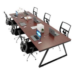 Bàn cụm 6 360x120cm gỗ cao su hệ Trapeze II Concept lắp ráp HBTH015