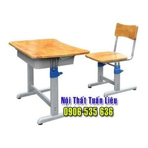 Bàn ghế học sinh khung sắt, mặt gỗ tự nhiên BHS20-4