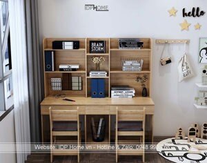 Bàn học đôi có giá sách cho bé BH6817