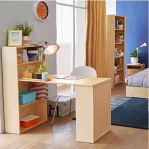 Bàn học liền kệ sách bằng gỗ BGK07