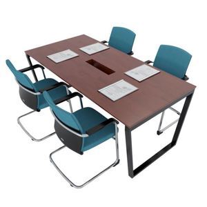 Bàn họp 160x80cm gỗ cao su hệ Trapeze Concept lắp ráp HBTC008