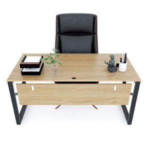 Bàn làm việc gỗ Plywood melamin vân sồi chân sắt hệ Kconcept HBKC034 - 160x80cm