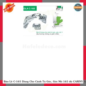 Bản lề cho cánh tủ góc mở 165 độ Cariny Angla C 165