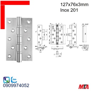 Bản lề lá 127x76x3mm Hafele 926.20.352