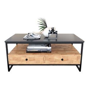 Bàn sofa 2 tầng có ngăn kéo gỗ cao su TT68140