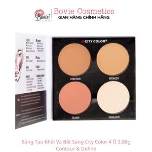 Bảng tạo khối highlight má hồng city color Contour and Define