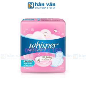 Băng vệ sinh whisper skin love siêu thấm siêu mỏng cánh 8 miếng