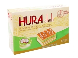 Bánh bông lan hương cốm dừa Hura Deli 336g