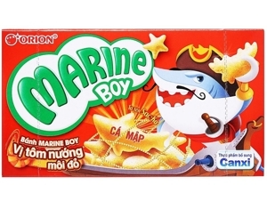 Bánh cá vị tôm nướng môi đỏ Orion Marine Boy hộp 32g