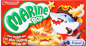 Bánh cá vị tôm nướng môi đỏ Orion Marine Boy hộp 32g