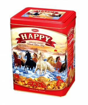 Bánh hỗn hợp hộp thiếc Happy Mã Đáo Thành Công 600g