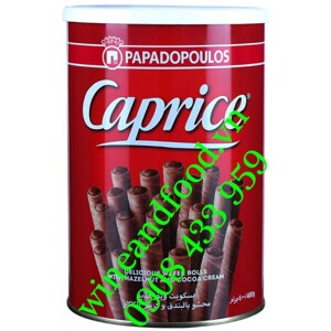 Bánh quế nhân kem ca cao và hạt phỉ Caprice Papadopoulos 400g