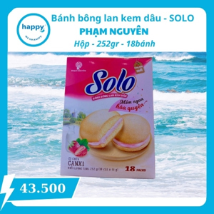 Bánh Solo bông lan kem dâu 252g - Hộp 18 cái