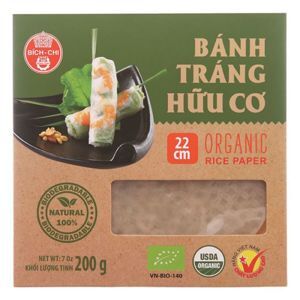 Bánh tráng hữu cơ 22cm Bích Chi hộp 200g