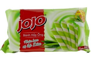 Bánh xốp ống nhân kem vị lá dứa Jojo gói 125g