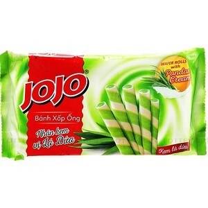 Bánh xốp ống nhân kem vị lá dứa Jojo gói 125g