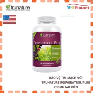 Bảo vệ tim mạch với Trunature Resveratrol Plus 250mg 140 viên