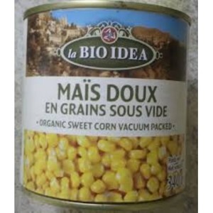 Bắp ngô ngọt hữu cơ đóng hộp bio idea 340g