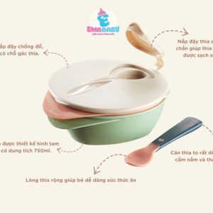 Bát ăn dặm có nắp kèm thìa Tommee Tippee Easy Scoop từ 7 tháng