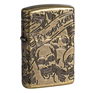 Bật lửa Zippo Armor Freedom Skull Antique Brass 49035