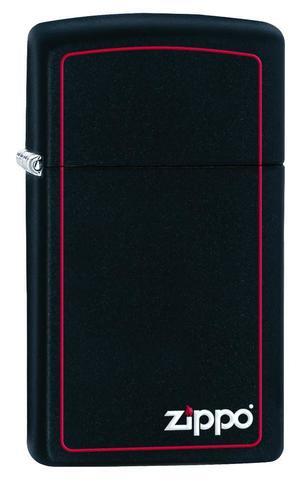 Bật lửa Zippo Black Matte with Zippo Logo and Border Slim