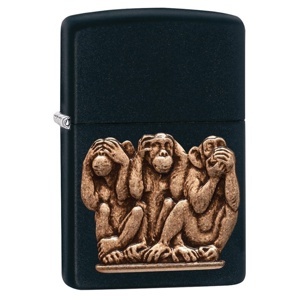 Bật lửa Zippo Three Monkeys Black Matte