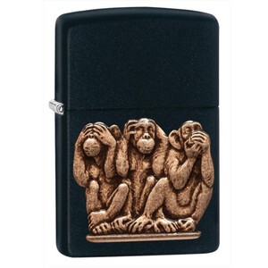 Bật lửa Zippo Three Monkeys Black Matte