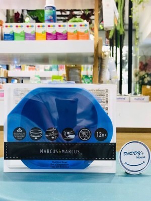 Bát tập ăn silicon có nắp và đế hút chân không chống đổ Marcus & Marcus