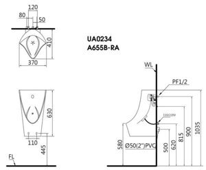 Bệ tiểu cảm ứng Caesar UA0234