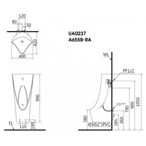 Bệ tiểu cảm ứng Caesar UA0237