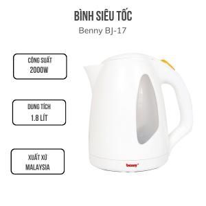 Bình - Ấm đun nước siêu tốc Benny BJ17 (BJ-17) - 1.7 lít, 2000W