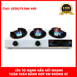 Bếp gas 3 lò bán công nghiệp khè mới Sogo GT-208S3