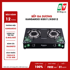 Bếp gas đôi Kangaroo dương kính KG512