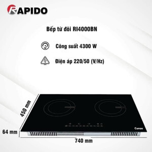 Bếp từ âm 2 vùng nấu Rapido RI4000BS