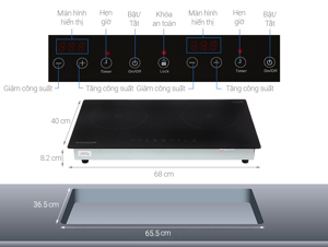Bếp từ âm 2 vùng nấu Sunhouse SHB9111MT