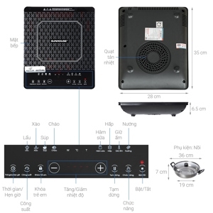 Bếp từ dương 1 vùng nấu Sunhouse SHD6802