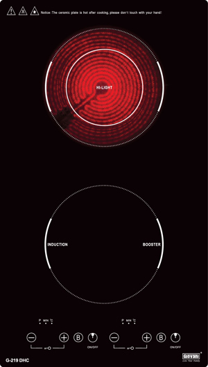 Bếp từ hồng ngoại âm 2 vùng nấu Giovani G-219 DHC