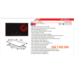 Bếp từ hồng ngoại âm 3 vùng nấu Kaff KF-IG3001IH
