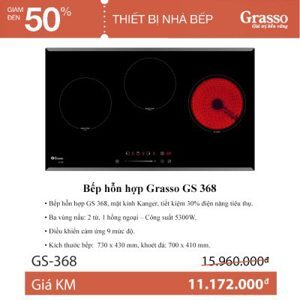 Bếp từ hồng ngoại âm 3 vùng nấu Grasso GS-368