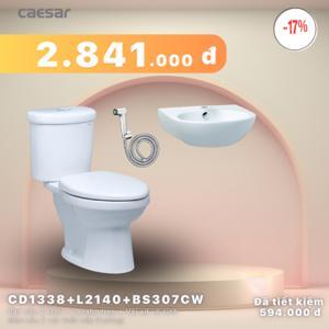 Bồn cầu Caesar CD1338 + Chậu L2140 - 2 khối