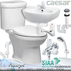 Bồn cầu Caesar CT1338 + Chậu L2140 - 2 khối