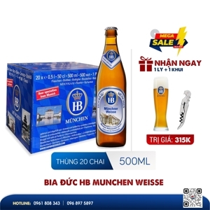 Bia Hofbrau Munchen Munchner Weisse 5,1% - Thùng 20 chai x 500ml