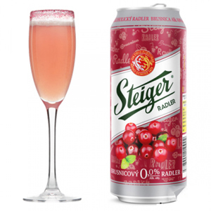 Bia không cồn Steiger Radler Cranberry (việt quất) - Thùng 24 lon x 500ml
